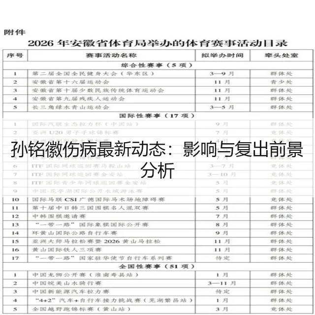 孙铭徽伤病最新动态:影响与复出前景分析